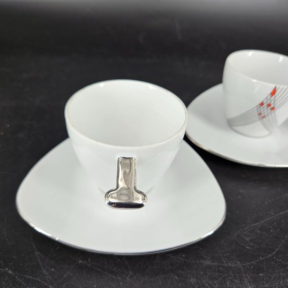 Atelier JM Lasov Delta Pyramid Czech Coffee Tea Mocha Cup Saucer Plate Set of 2 - Picture 6 of 8